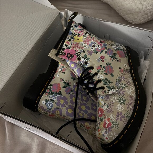 Dr. Martens 1460 Floral Mash Up Leather Lace Up Boots - Picture 2 of 5